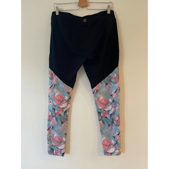 Balance Collection Size XL Women's Black Floral Colorblock Leggings Yoga Workout - Picture 3 of 10